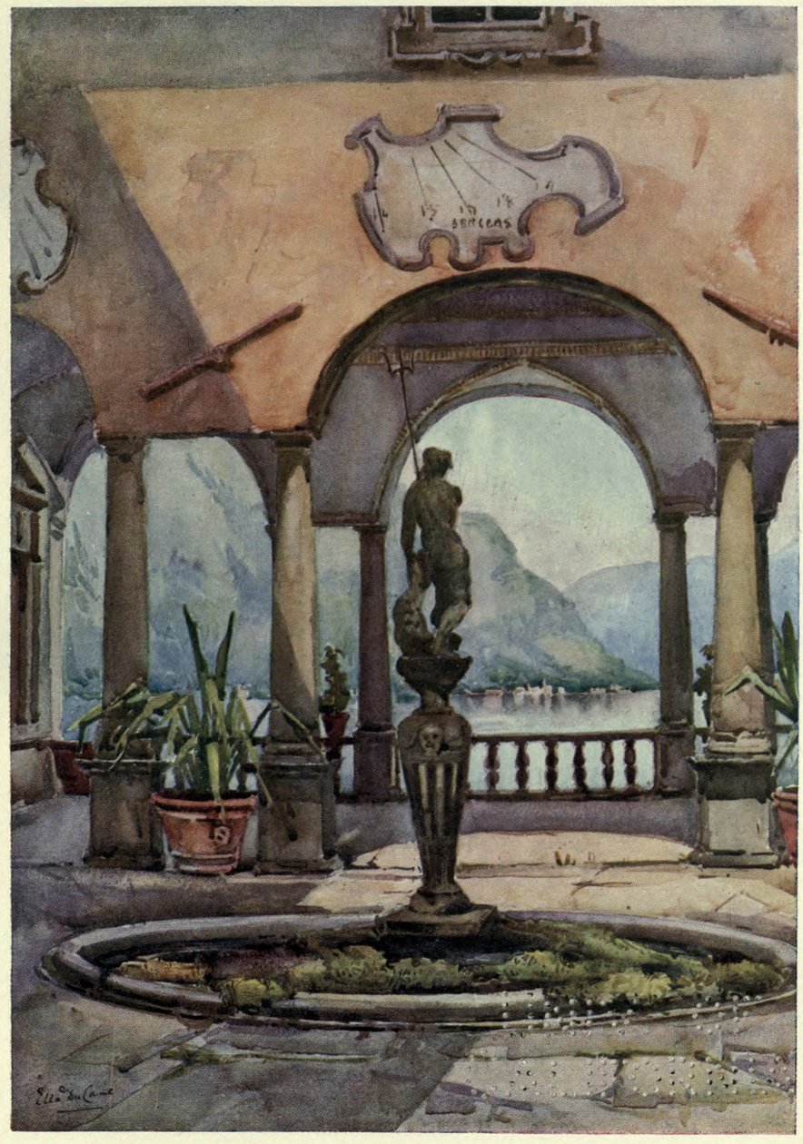 Loggia, Villa Pliniana, Jezioro di Como, ilustracja z „Włoskich jezior” Richarda Bagot autorstwa Ella Du Cane