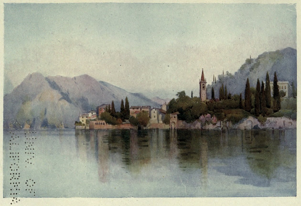 Varenna, Lago di Como, ilustracja z „Włoskich jezior” Richarda Bagot autorstwa Ella Du Cane