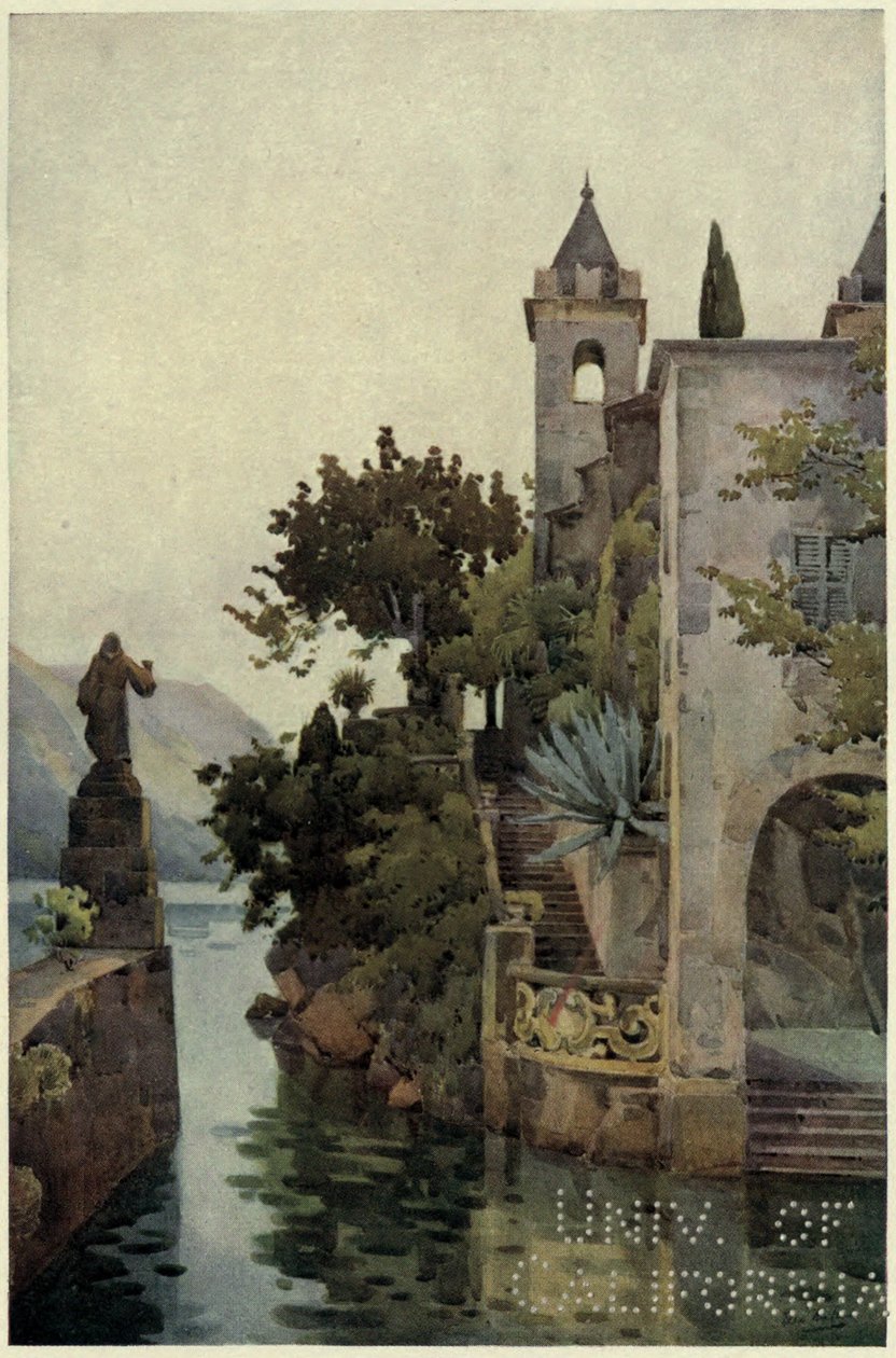 Villa Arconati, Jezioro Como, ilustracja z „Włoskich jezior” Richarda Bagot autorstwa Ella Du Cane