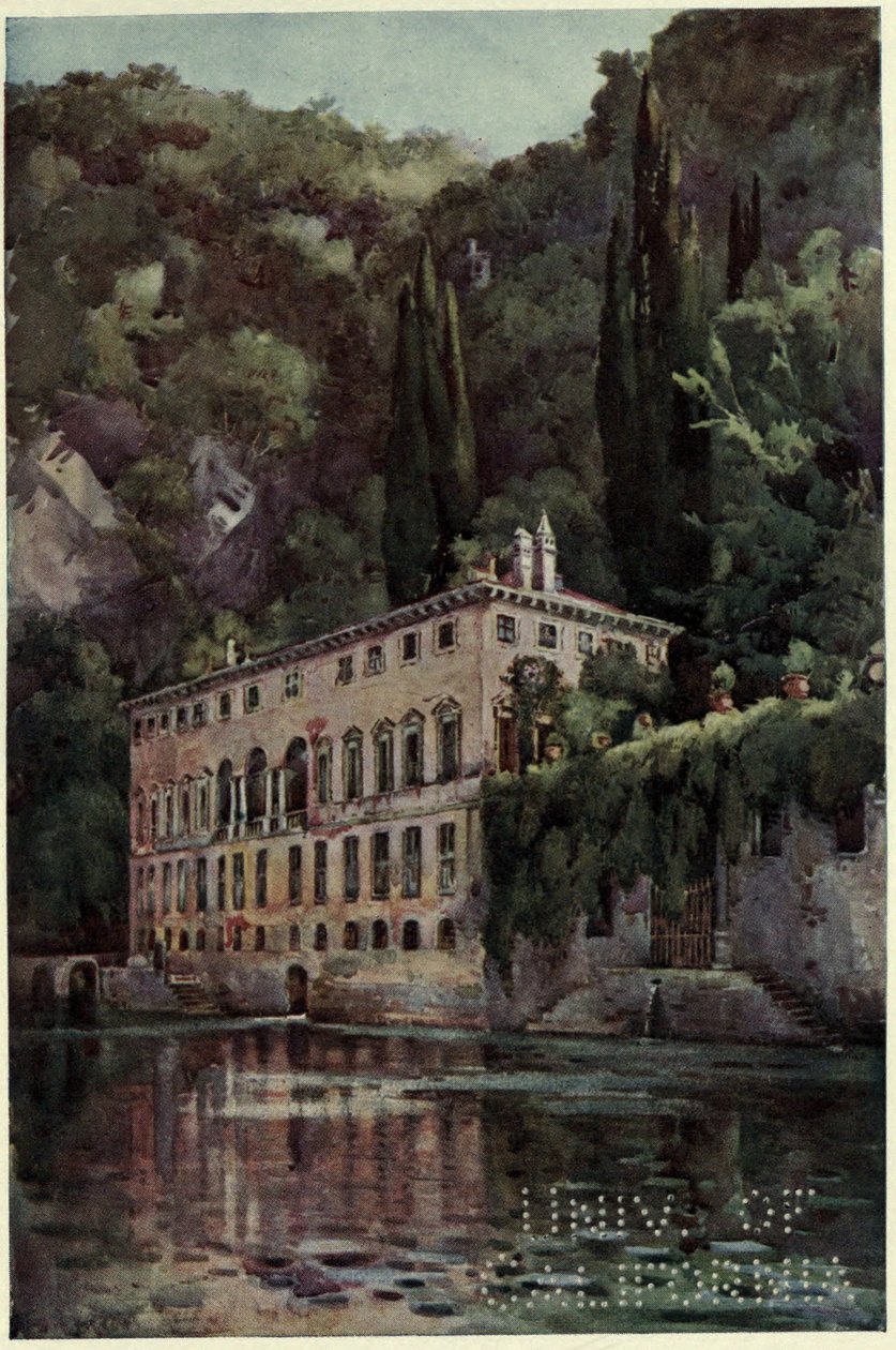Villa Pliniana, Jezioro Como, ilustracja z „Włoskich jezior” Richarda Bagot autorstwa Ella Du Cane
