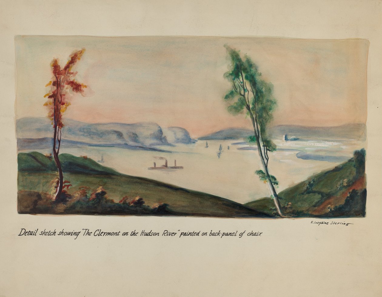 Obraz „Clermont nad Hudsonem” autorstwa Ella Josephine Sterling