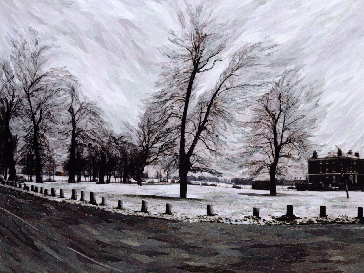 Westgrove, Patrząc w stronę Blackheath, 1999 (kolaż z papierowej mozaiki) autorstwa Ellen Golla