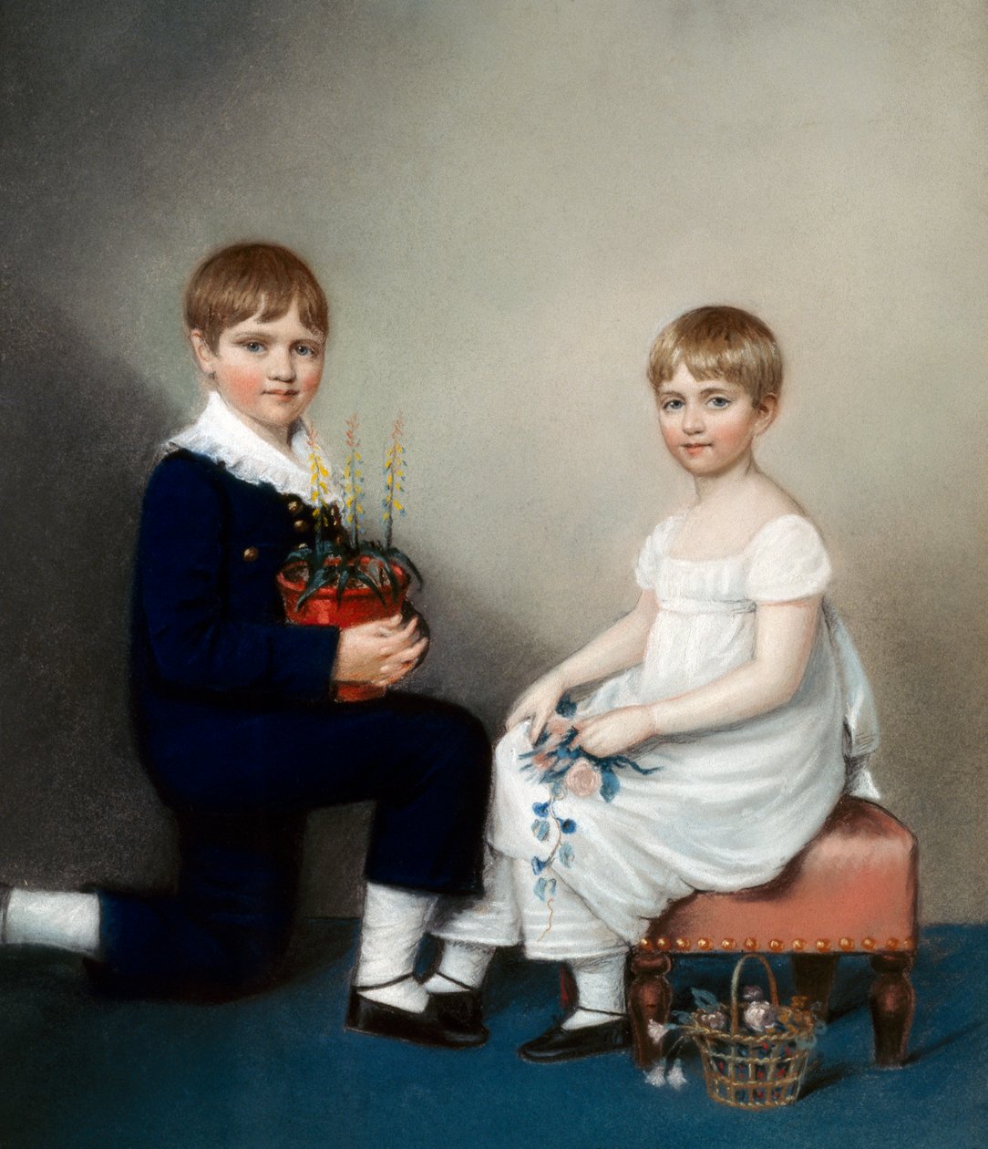 Charles (w wieku sześciu lat) i Catherine Darwin (olej na płótnie) autorstwa Ellen Sharples