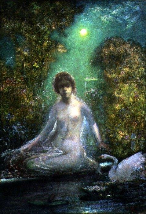 Leda i łabędź autorstwa Elliot Daingerfield