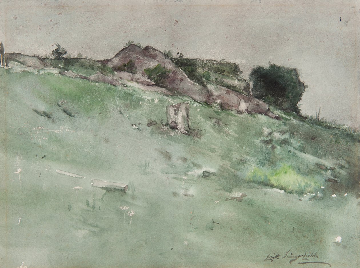 Grey Rock (akwarela na papierze zamontowana na tekturze) autorstwa Elliott Daingerfield