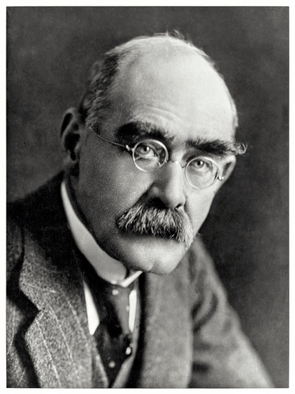 Rudyard Kipling (1865-1936) Angielski pisarz najlepiej zapamiętany ze swoich wierszy „Takie historie” i „Księga dżungli”. autorstwa Elliott and Fry Photography Studio