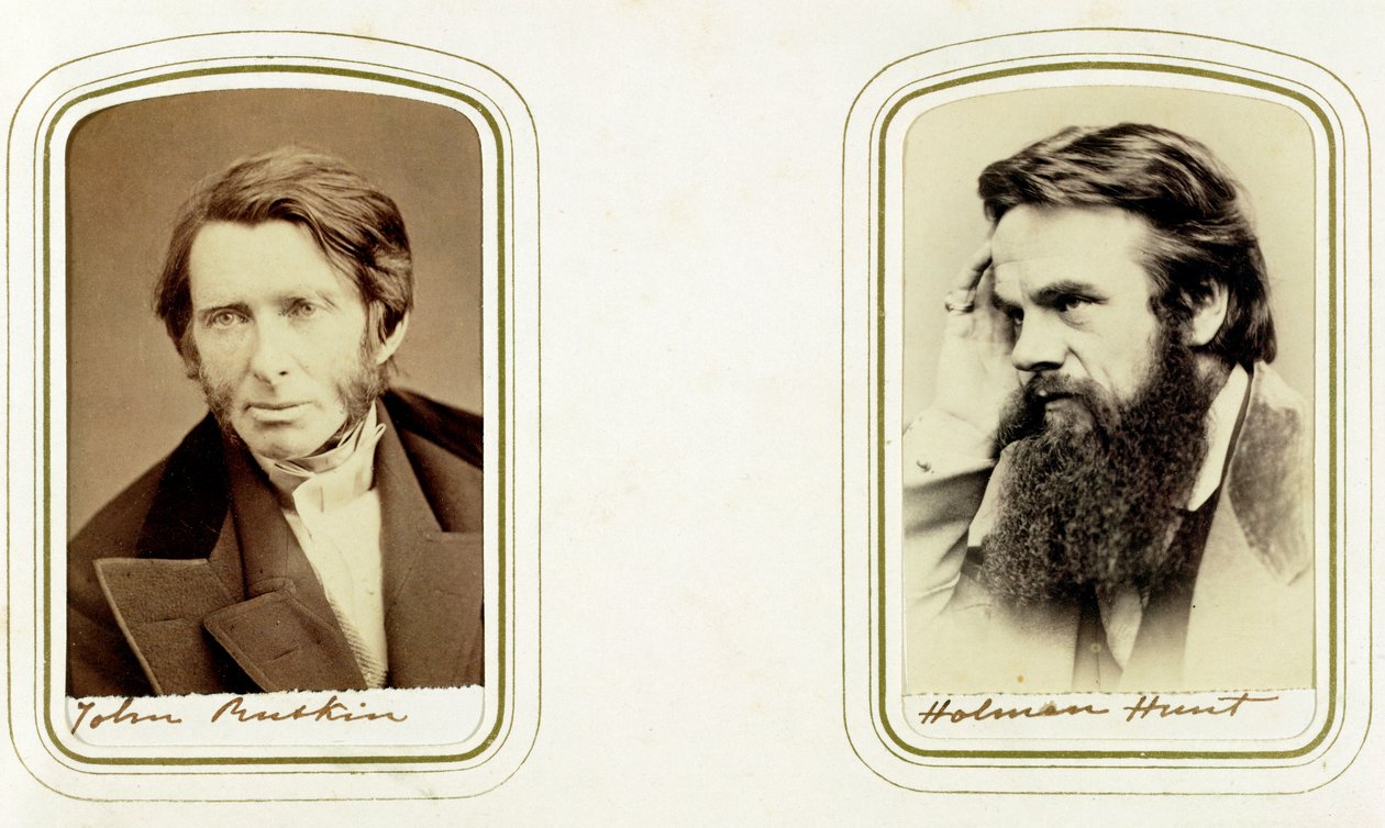 John Ruskin, angielski artysta, poeta i krytyk oraz William Holman Hunt, angielski artysta, 1865 autorstwa Elliott and Fry