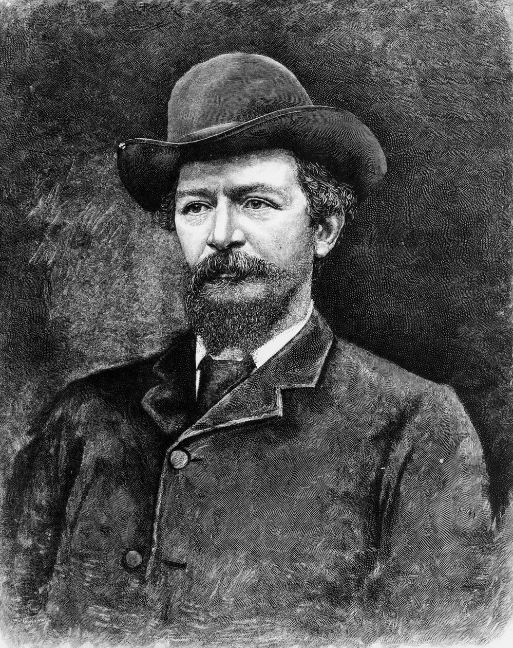 Algernon Charles Swinburne, ryty z fotografii (grafika) (fot. bw) autorstwa Elliott und Fry Studio