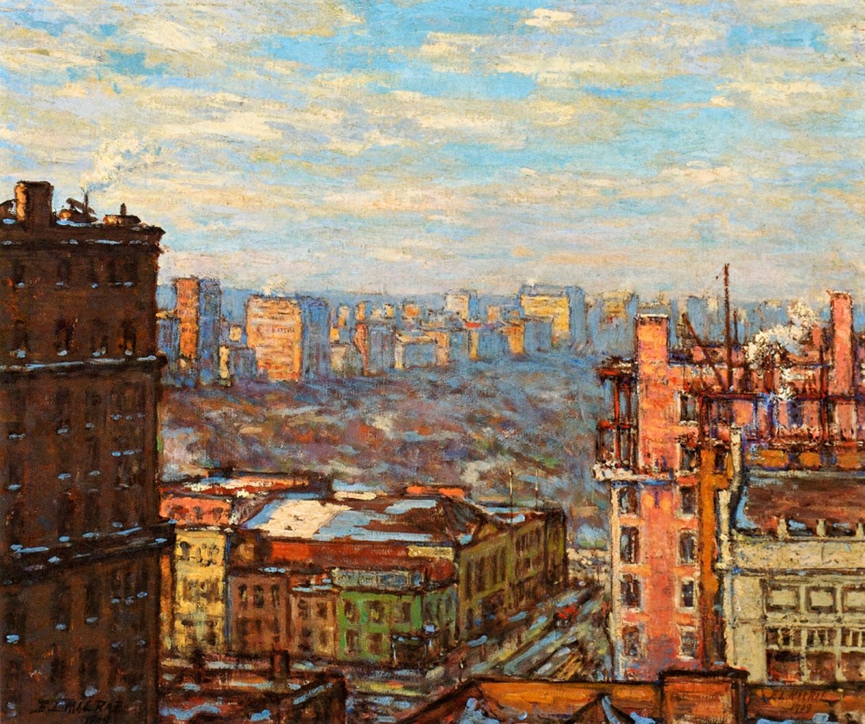 Central Park z Carnegie Hall autorstwa Elmer Livingston MacRae