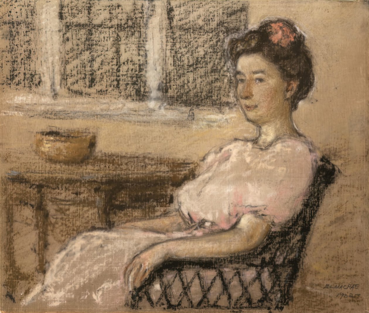 Siedząca kobieta w różu, 1902. autorstwa Elmer Livingston MacRae