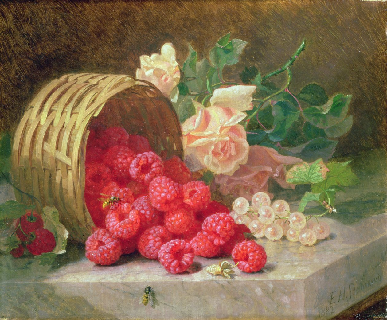 Бөөрөлзгөнө, цагаан үхрийн нүдтэй хөмөрсөн сагс autorstwa Eloise Harriet Stannard