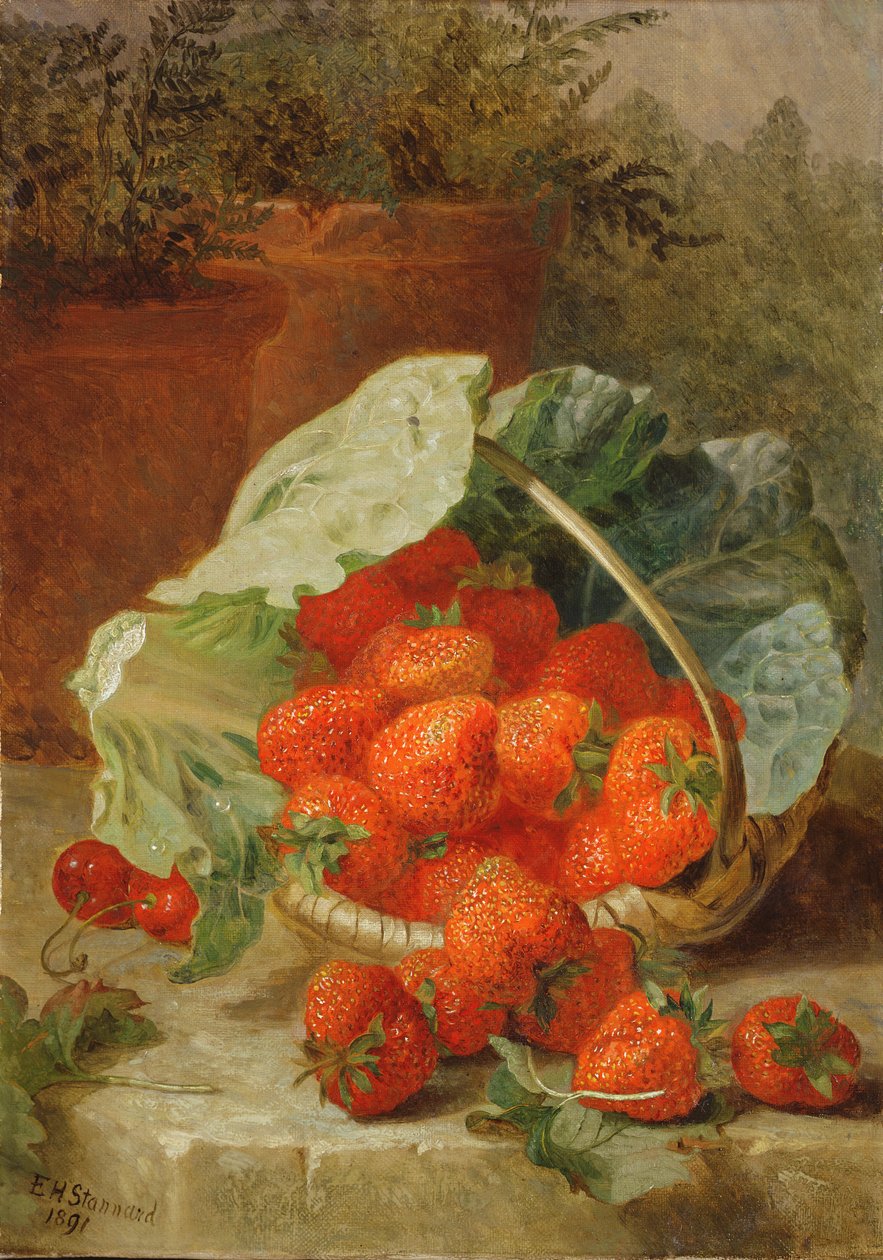 Truskawki w liściu kapusty, 1891 autorstwa Eloise Harriet Stannard