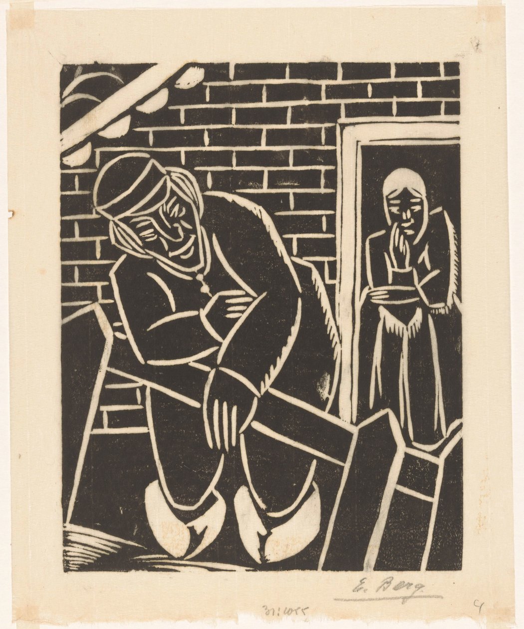 Rolnik przed swoim domem autorstwa Else Berg (signed by artist)