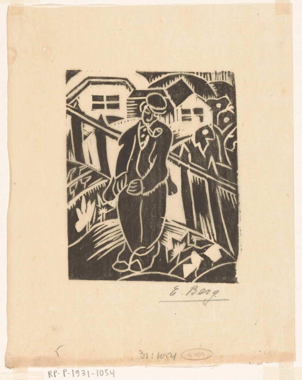 Mężczyzna w ogrodzie warzywnym autorstwa Else Berg (signed by artist)