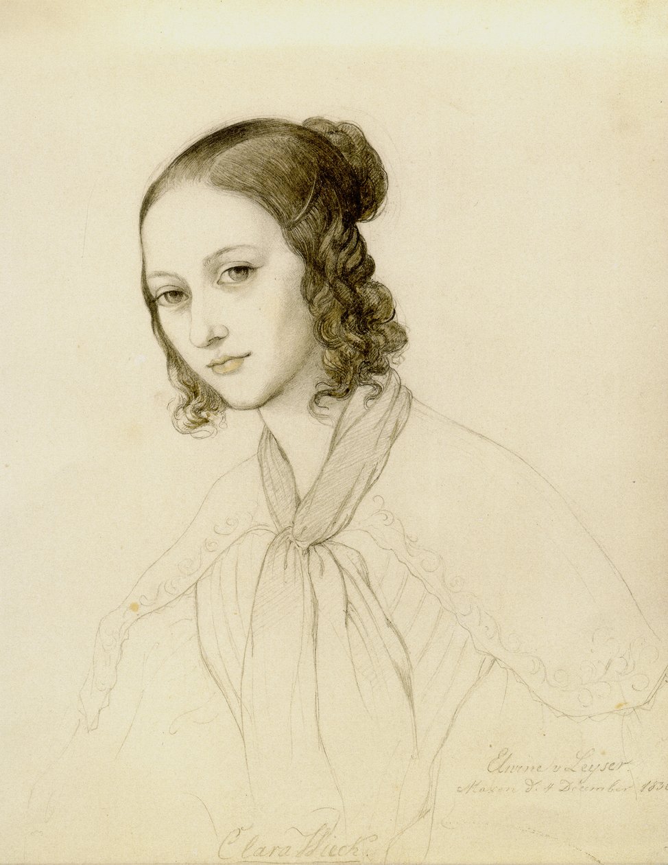 Portret Klary Wieck-Schumann 1819-1896, 1836. autorstwa Elwine von Leyser