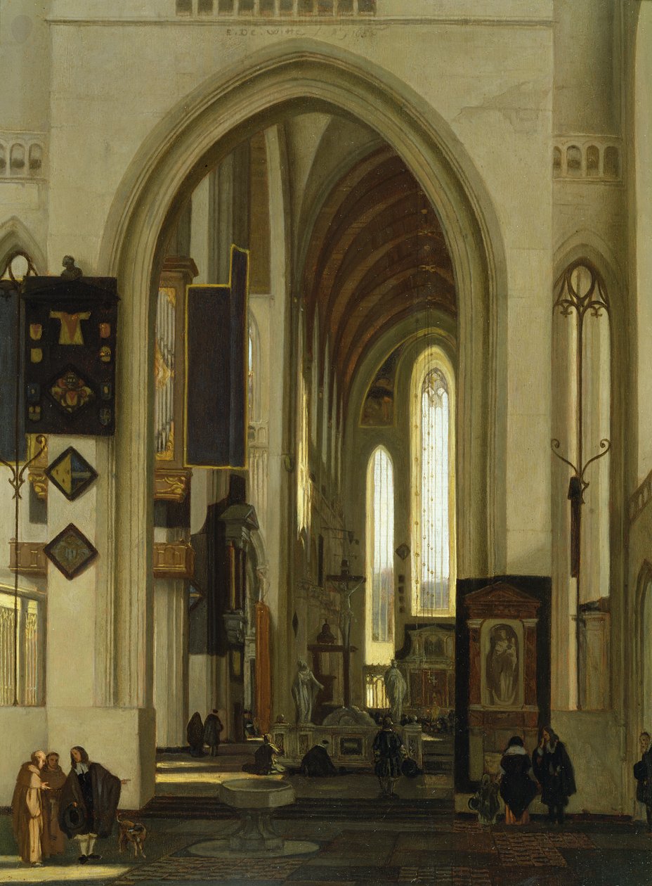 Wnętrze kościoła z figurami, 1685 autorstwa Emanuel de Witte
