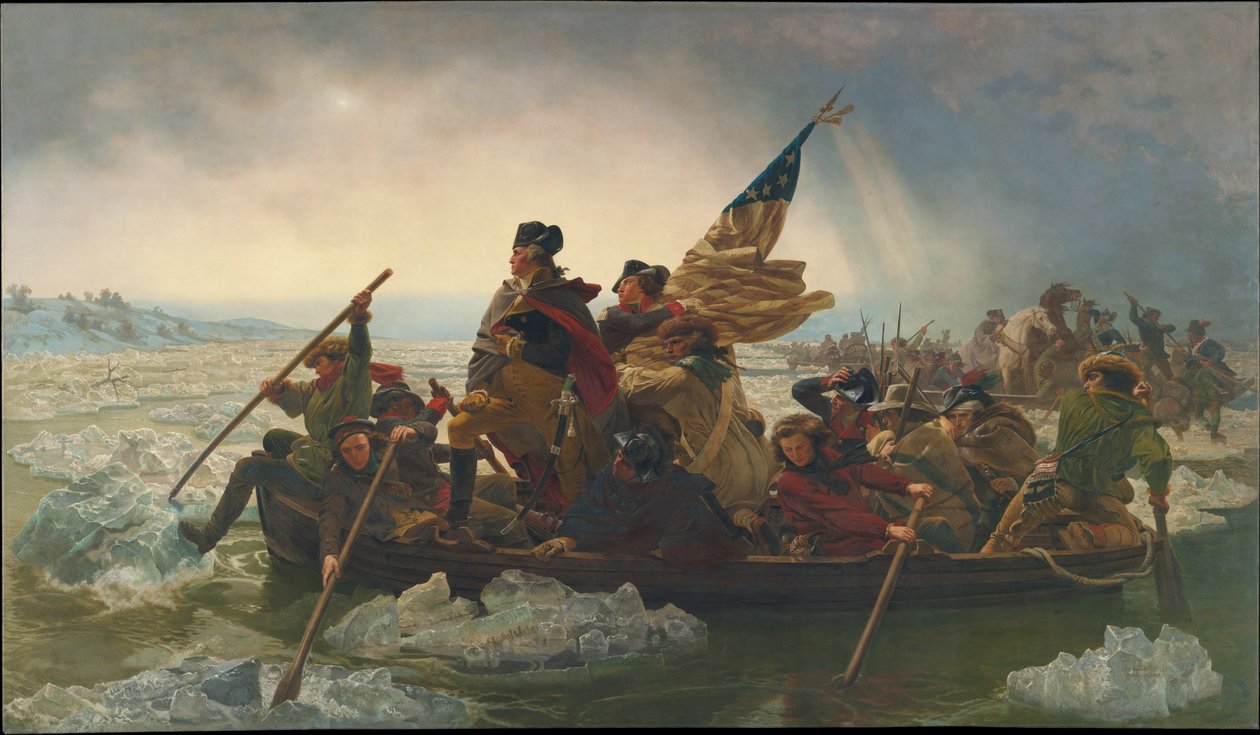 Washington Crossing the Delaware River, 25 grudnia 1776, 1851 (kopia oryginału namalowanego w 1848) autorstwa Emanuel Gottlieb Leutze