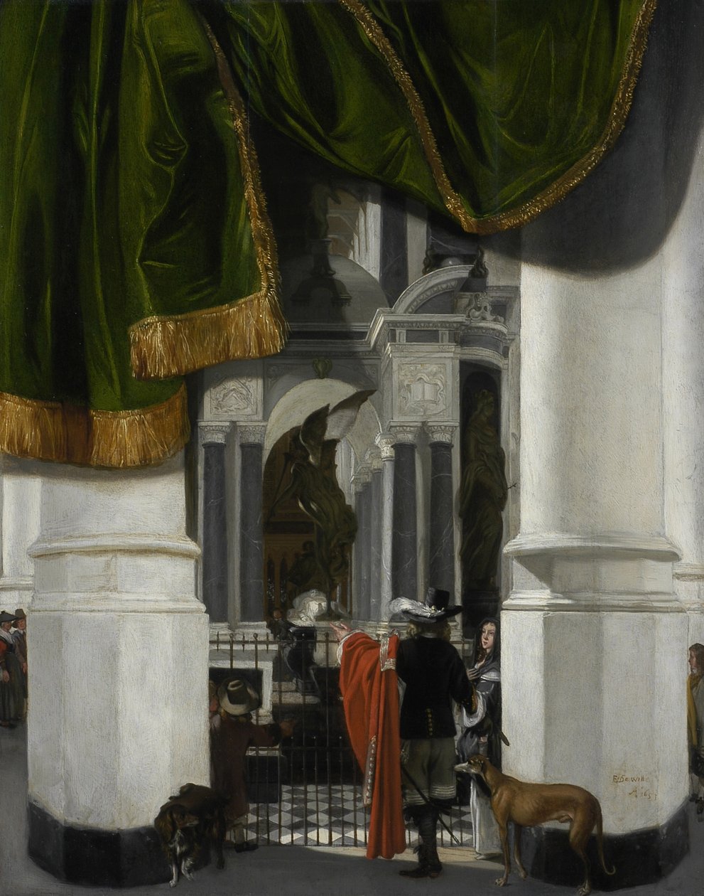 Wnętrze Nieuwe Kerk w Delft z grobem Wilhelma Cichego, 1653 (olej na drewnie) autorstwa Emanuel de Witte