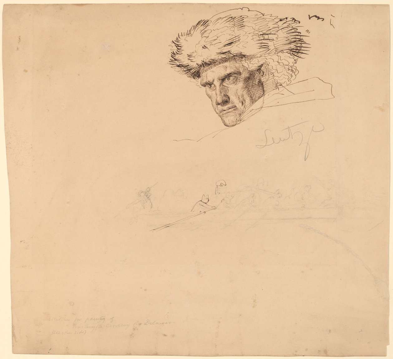Studia dla „Washington Crossing the Delaware” [odbyt] autorstwa Emanuel Gottlieb Leutze
