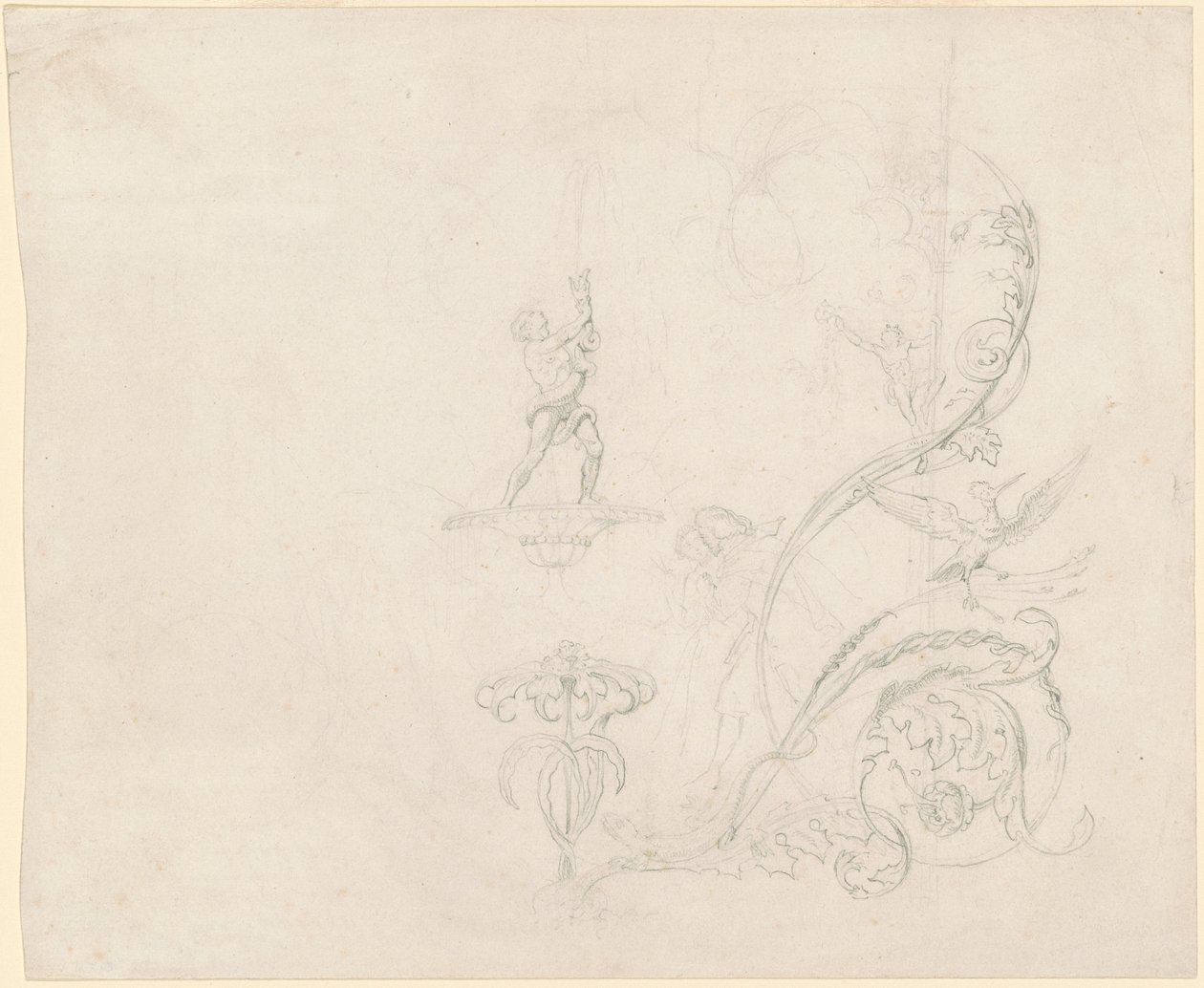 Badania dekoracji fontann autorstwa Emanuel Gottlieb Leutze