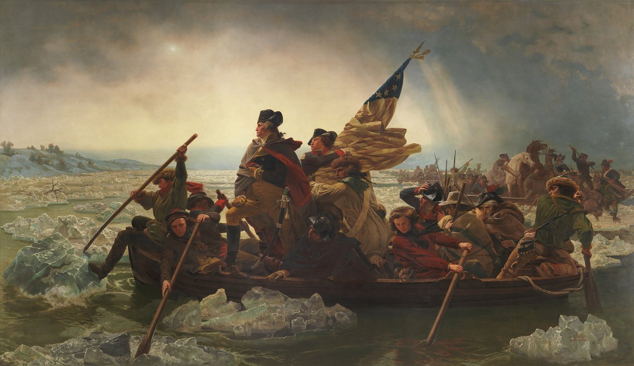 Waszyngton przekraczający Delaware, 1851. autorstwa Emanuel Gottlieb Leutze