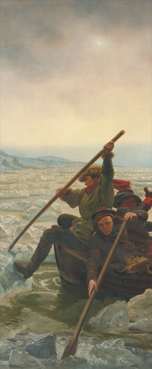 Waszyngton przechodzący przez rzekę Delaware, 25 grudnia 1776 r. autorstwa Emanuel Gottlieb Leutze