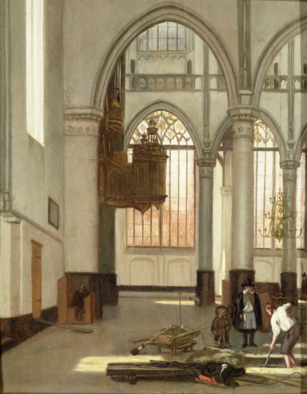 Grabarze na zachodnim krańcu Oude Kerk, Amsterdam (panel) autorstwa Emanuel de Witte