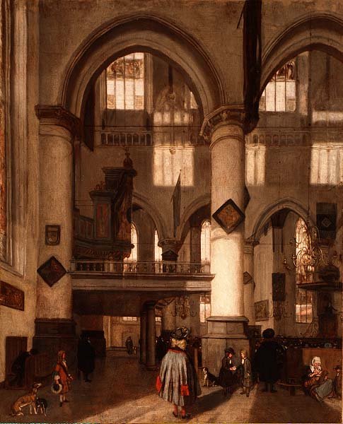 Wnętrze Oude Kerk, Amsterdam autorstwa Emanuel de Witte