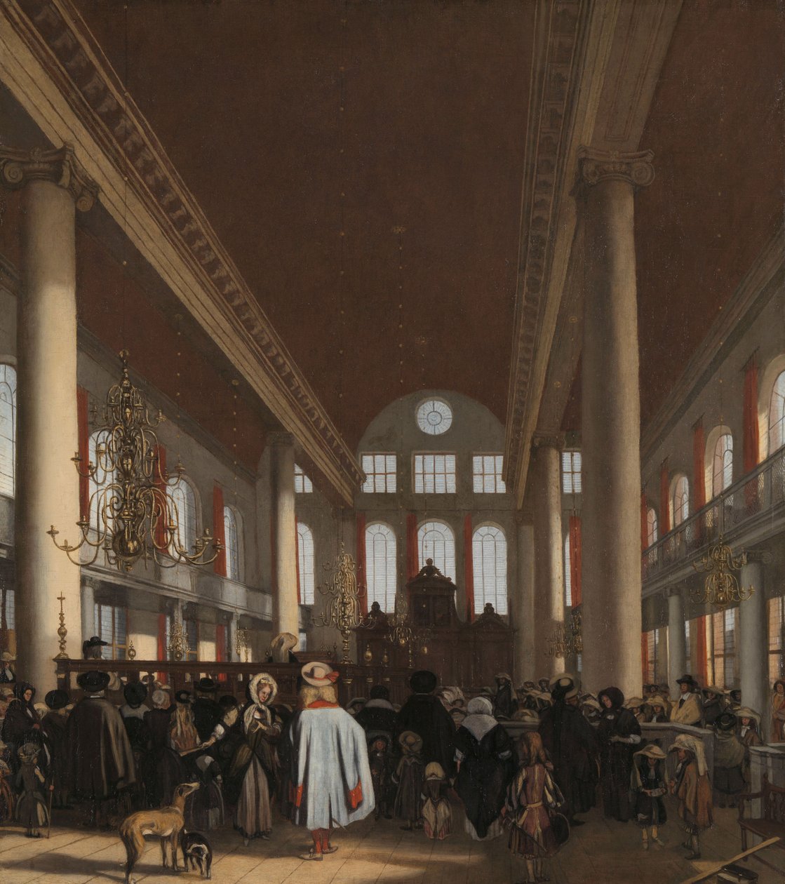 Wnętrze Synagogi Portugalskiej w Amsterdamie, 1680 autorstwa Emanuel de Witte