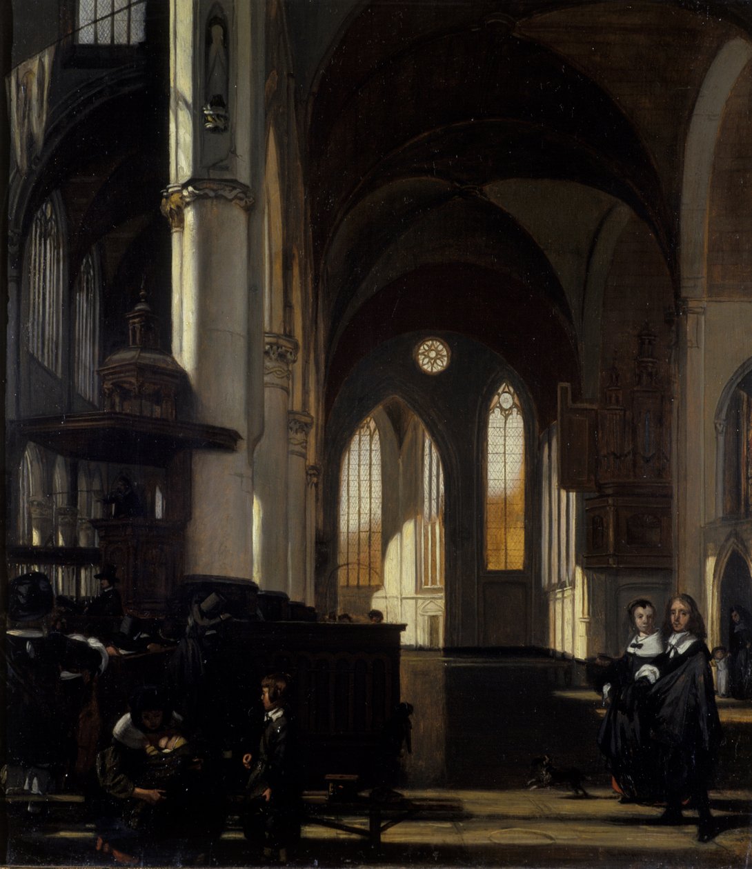 Wnętrze kościoła gotyckiego, ok. 1650 (olej na dębie) autorstwa Emanuel de Witte