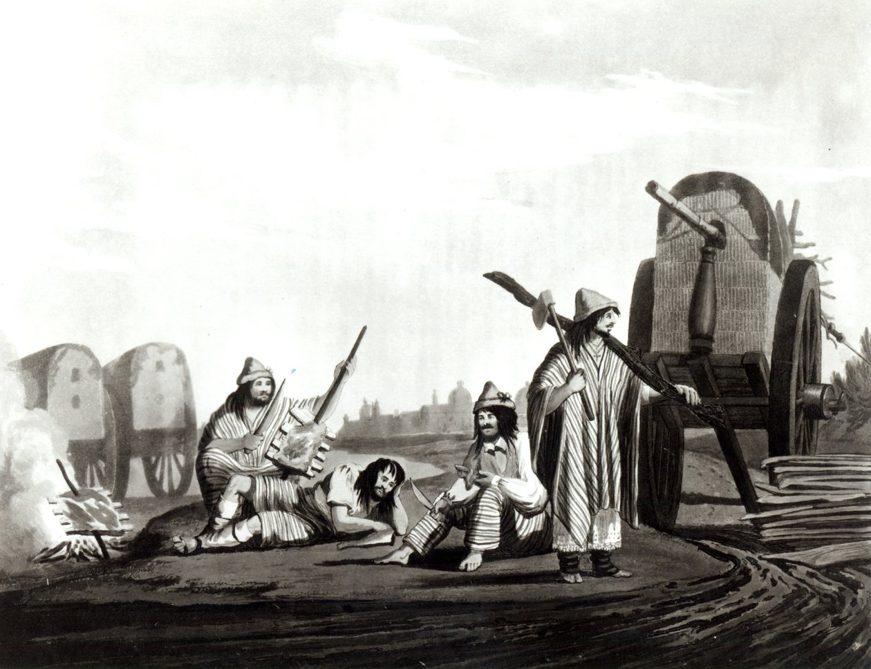 Gauchos (rustykalny) z Tucuman, 1820 autorstwa Emeric Essex Vidal
