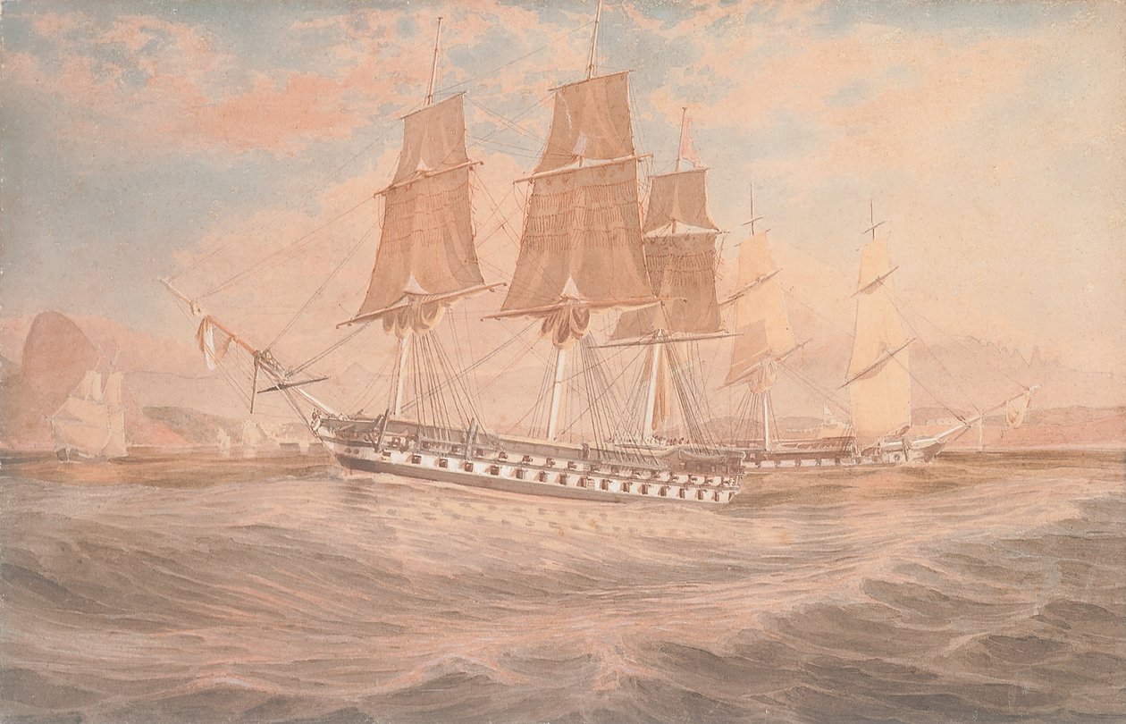 HMS Ganges i Thetis przy Rio de Janeiro autorstwa Emeric Essex Vidal