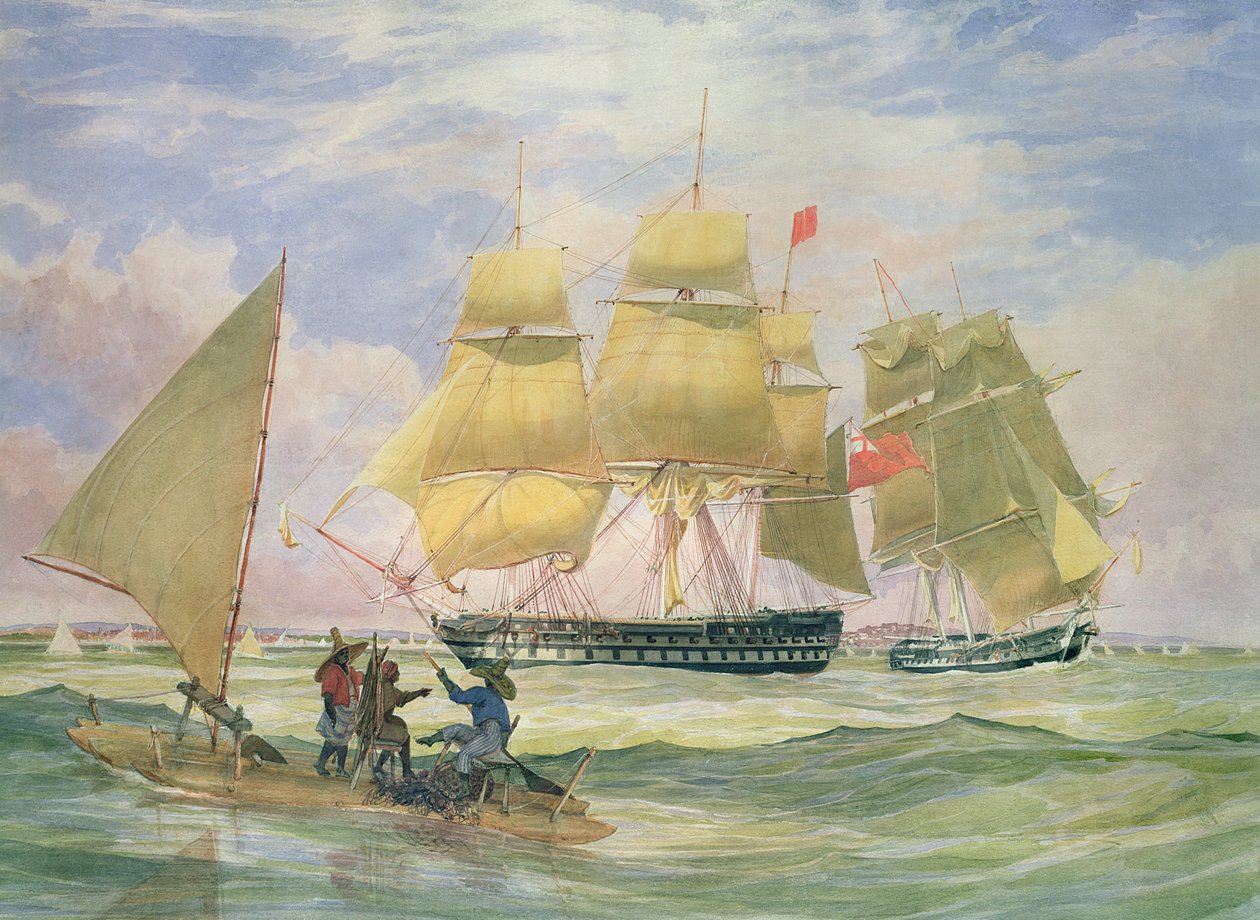 HM wysyła „Ganges” i „Sapphire” u wybrzeży Pernambuco, 1829 r. autorstwa Emeric Essex Vidal