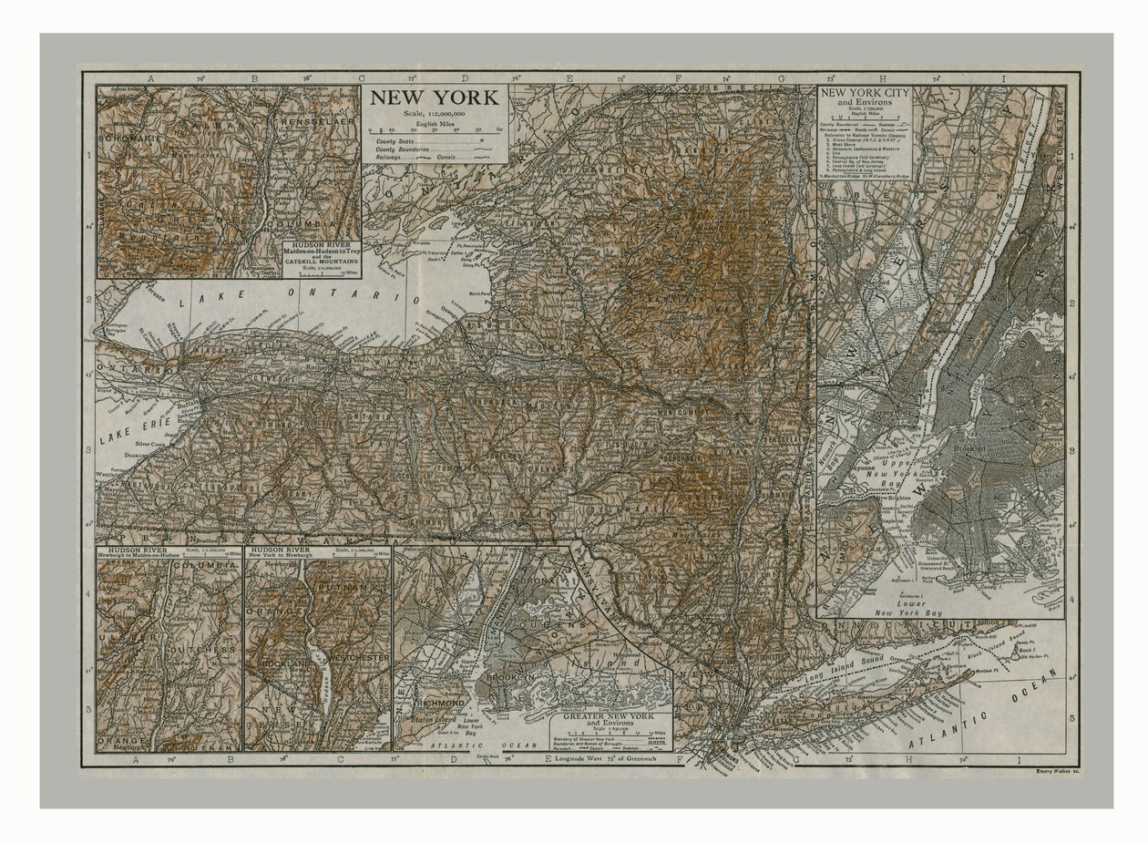 Mapa Nowego Jorku, ok. 1900. autorstwa Emery Walker
