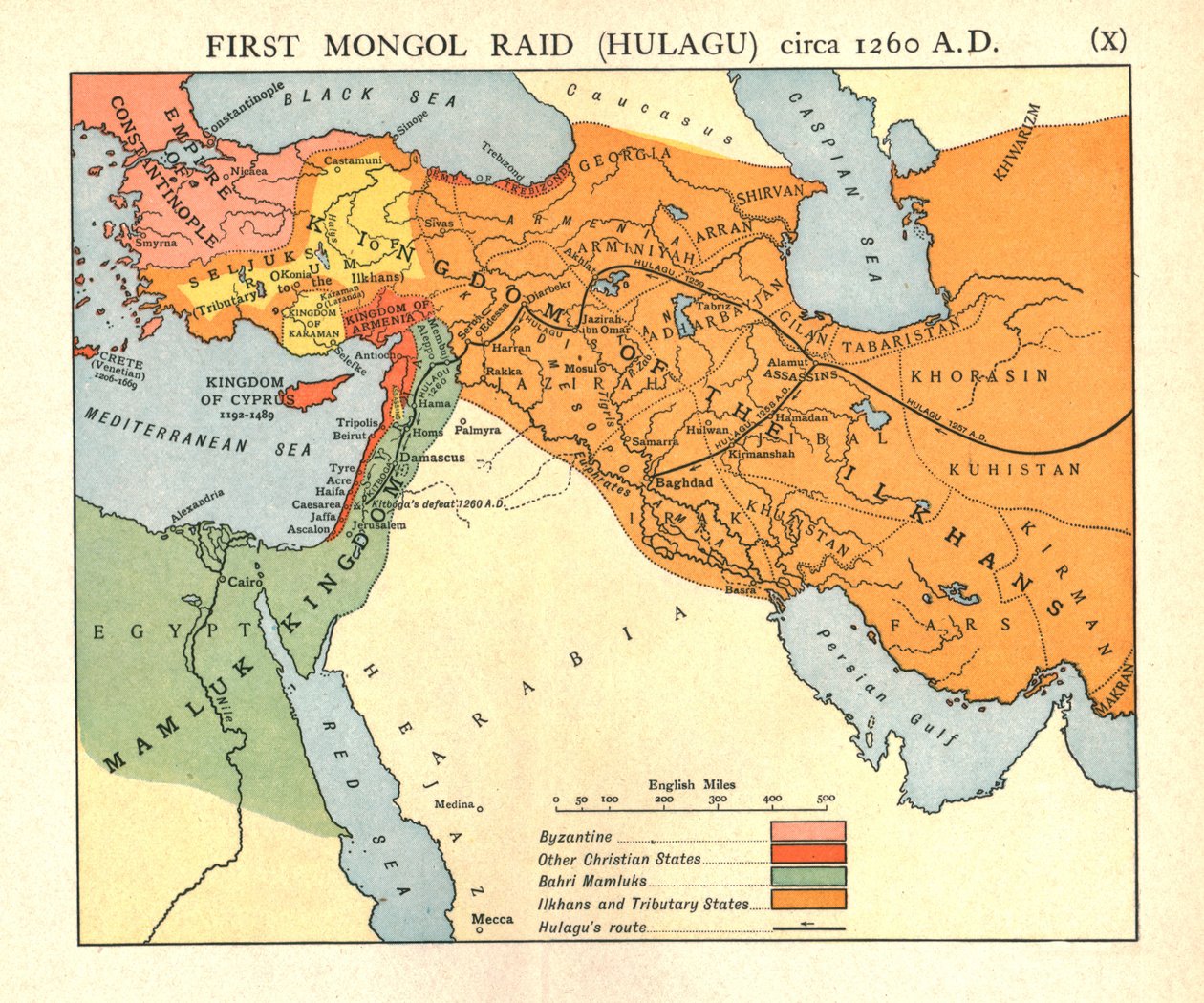 „Pierwszy najazd mongolski na Hulagu, ok. 1400 r.”, ok. 1915 r. autorstwa Emery Walker Ltd