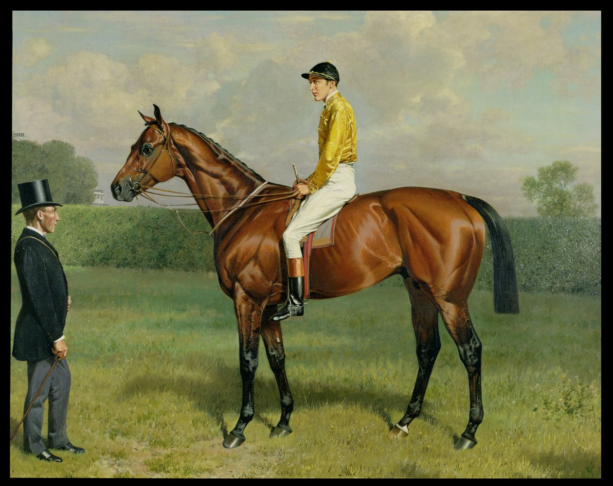 Ormonde, zwycięzca Derby 1886, 1886 olej na płótnie, detal z 188204 autorstwa Emil Adam