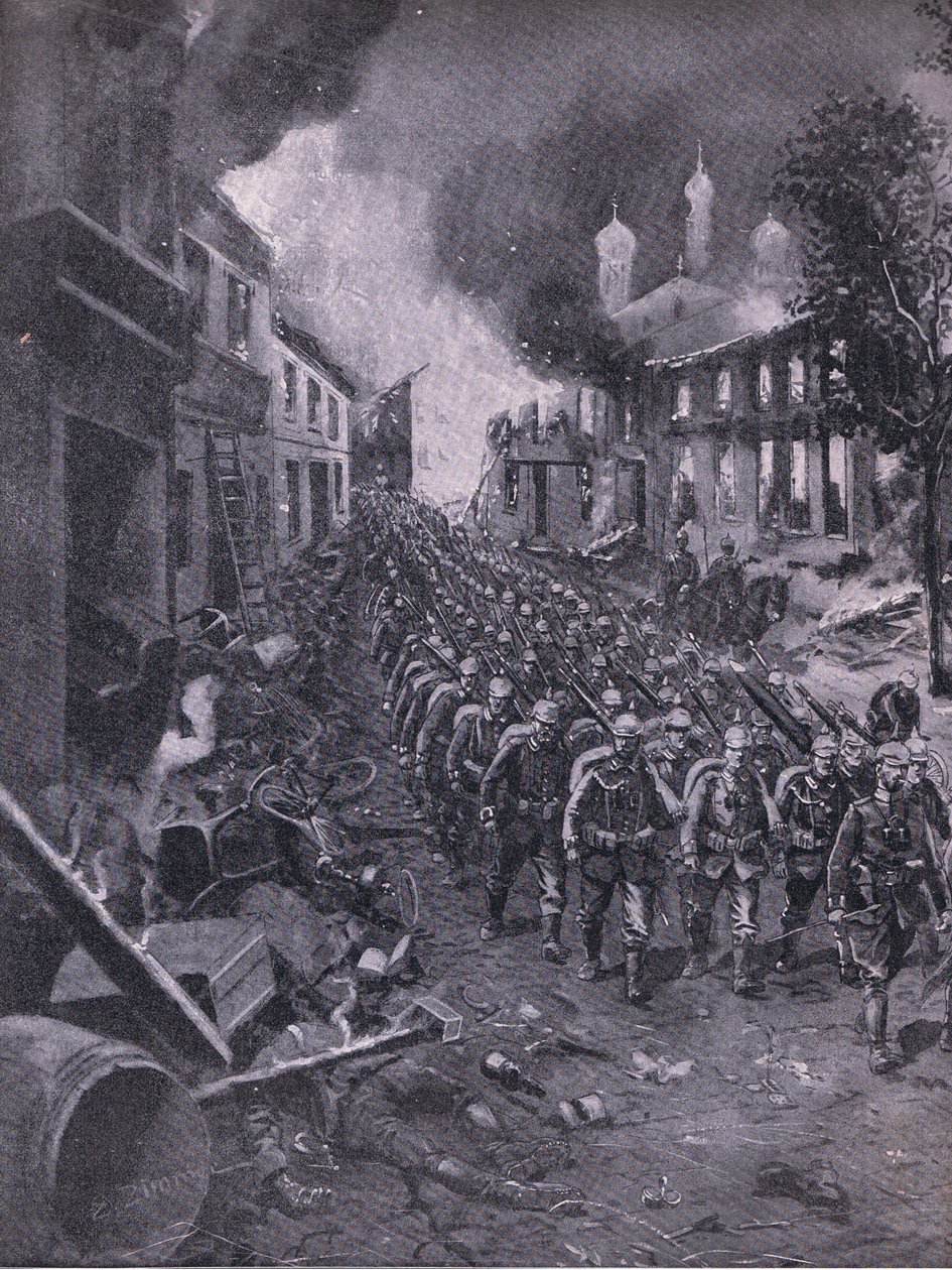 Najazd wojsk niemieckich na Brześć Litowski, z Ilustrowanej Historii Wojny Światowej 1914-1915 wyd. przez Union Berlagsefellfchaft autorstwa Emil (after) Limmer