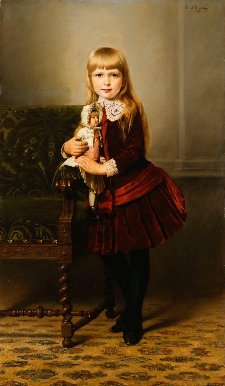 Portret młodej dziewczyny trzymającej lalkę, 1887 autorstwa Emil Brack