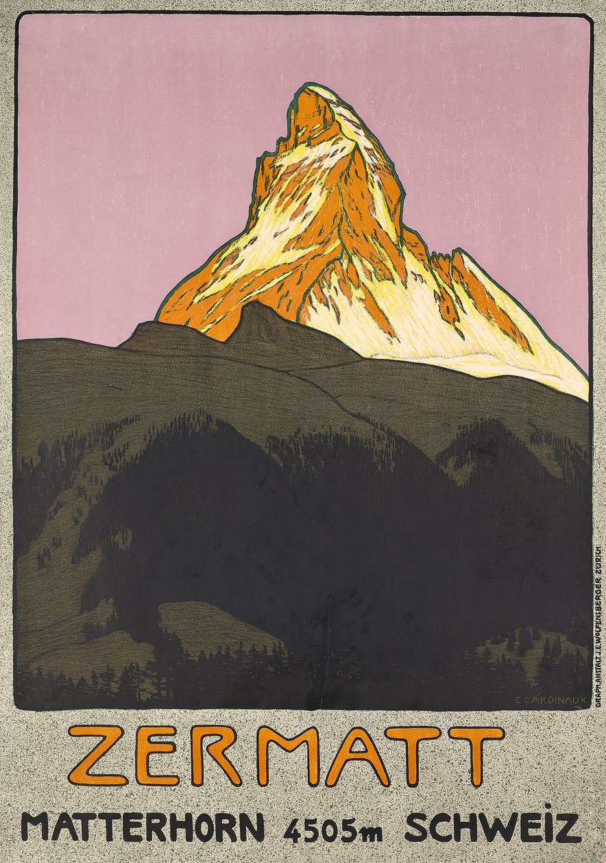 Plakat reklamujący Zermatt, Szwajcaria autorstwa Emil Cardinaux