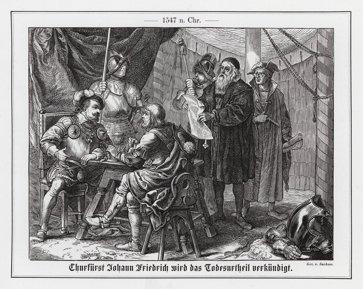 Jan Fryderyk I, elektor Saksonii, otrzymuje wyrok śmierci autorstwa Emil Eugen Sachsse