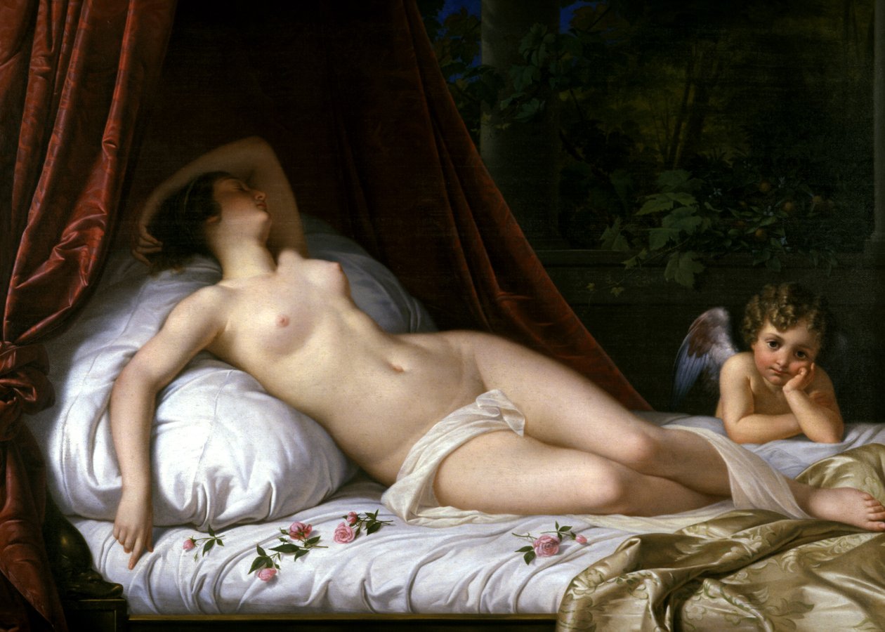 Leżąca Wenus z Kupidynem, 1839 autorstwa Emil Jacobs