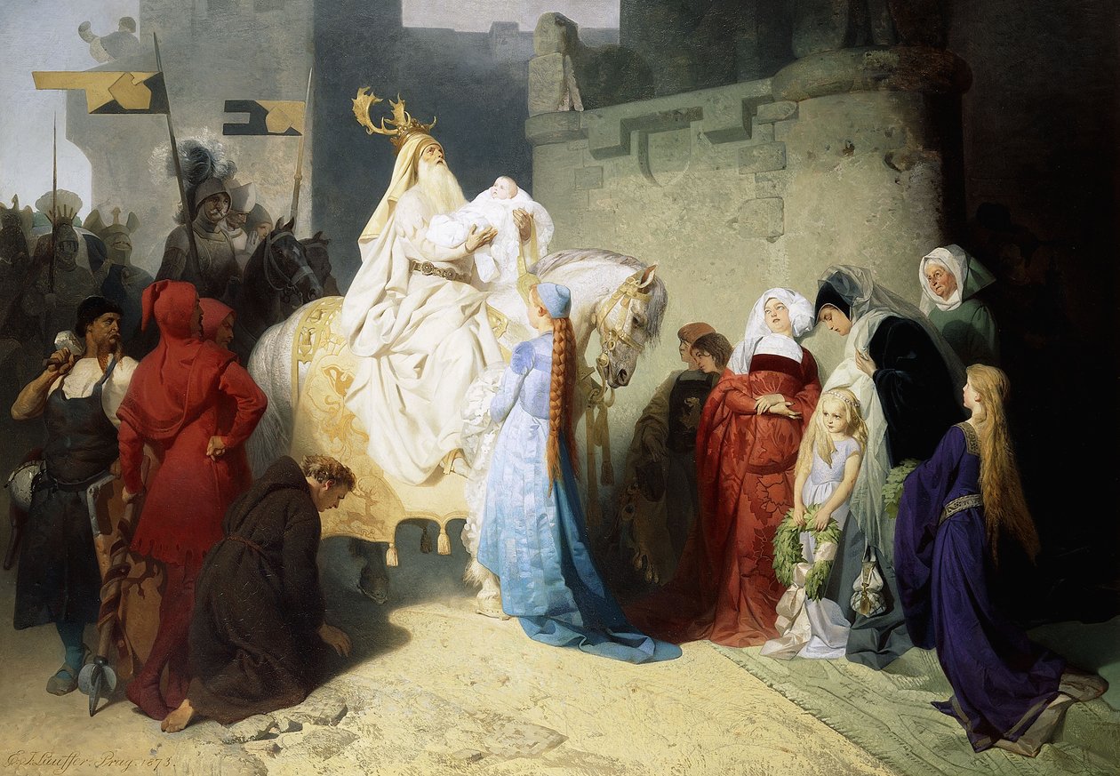 Merlin przedstawiający przyszłego króla Artura, 1873 autorstwa Emil Johann Lauffer