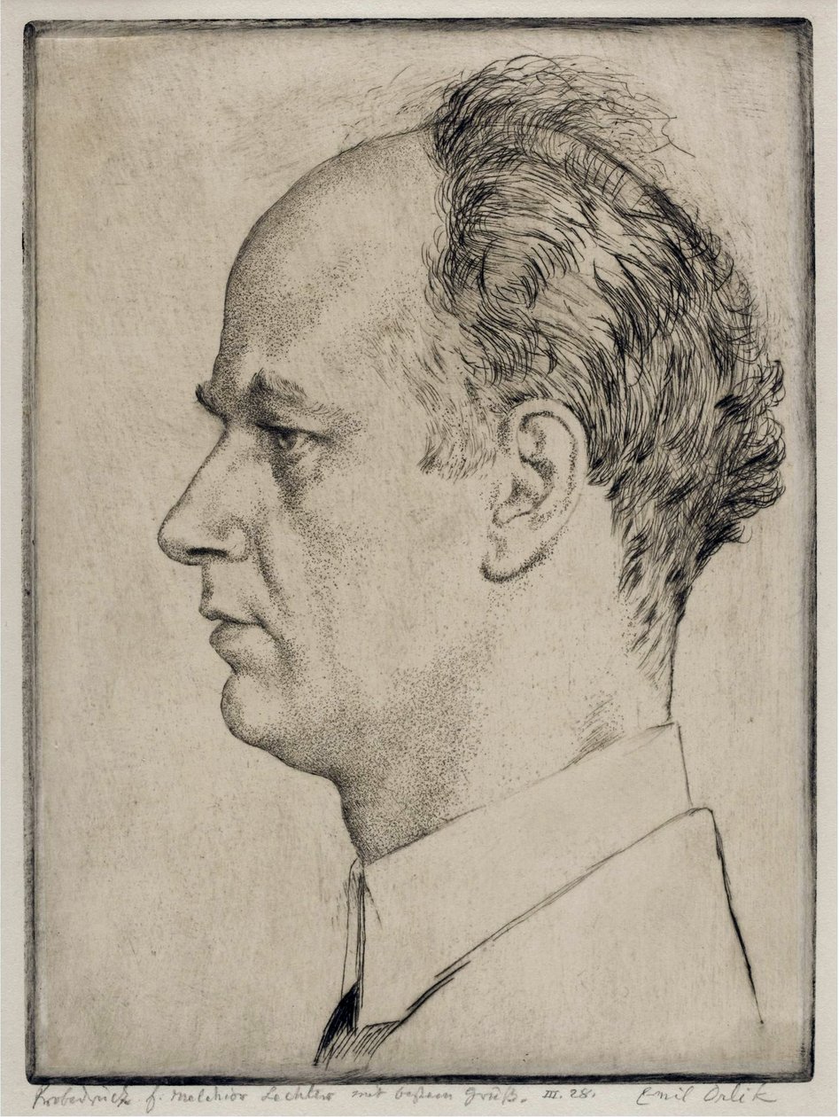 Portret Wilhelma Furtwaenglera (1886-1954) - Orlik, Emil (1870-1932) - 1928 - Akwaforta - 39x31,5 - Kolekcja prywatna autorstwa Emil Orlik