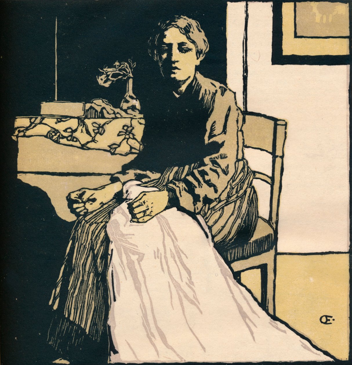 Krawcowa, ok. 1900 autorstwa Emil Orlik