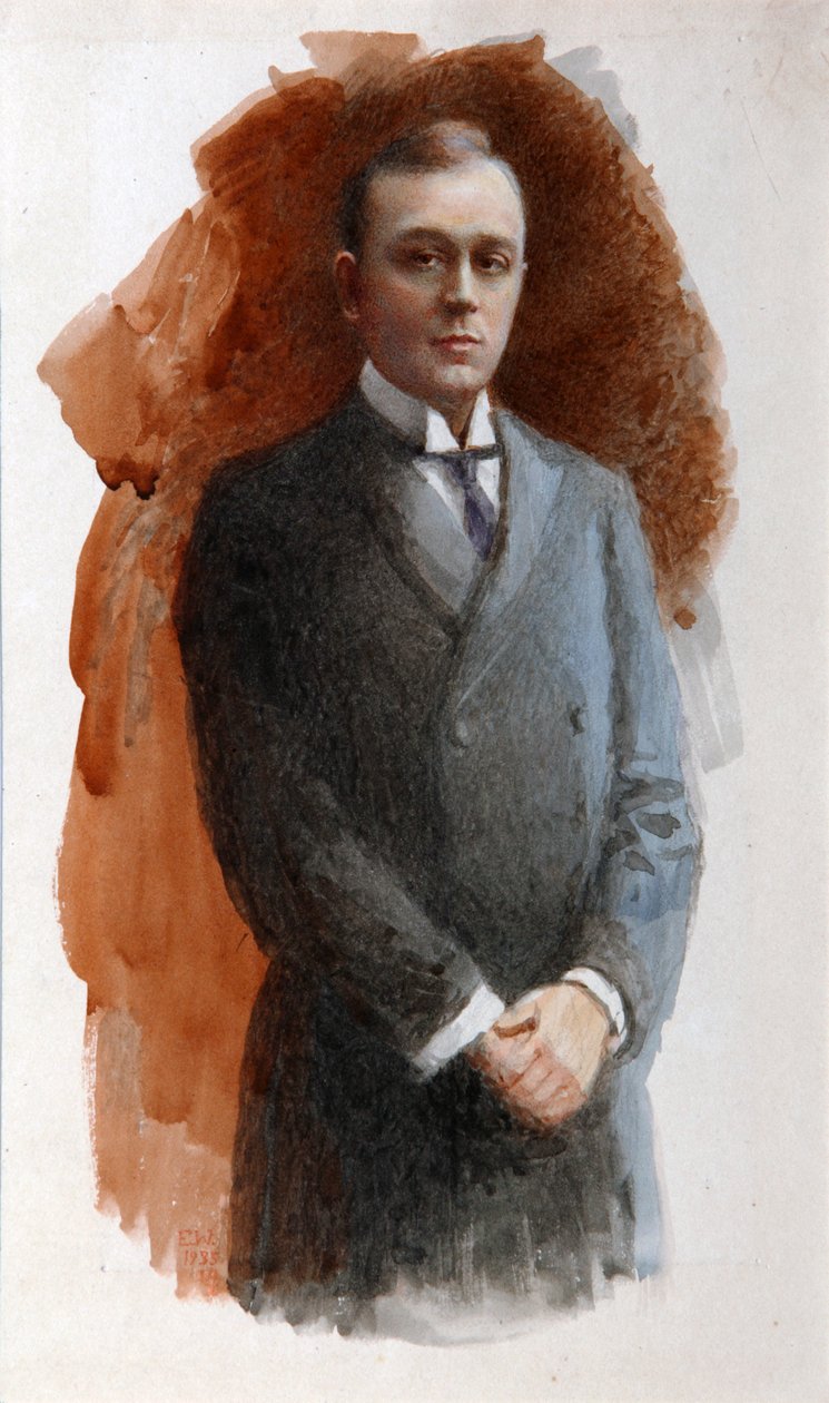 Portret śpiewaka operowego Leonida Witalijewicza Sobinowa 1872–1934, 1934. autorstwa Emil Oskarovich Wisel