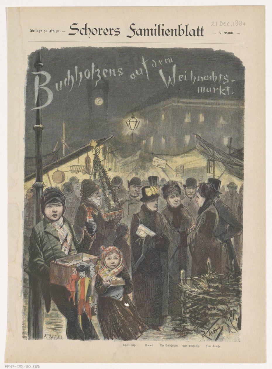 Rodzina Buchholzów na Kerstmarkt Buchholzens na jarmarku bożonarodzeniowym (tytuł na obiekcie) autorstwa Emil Ost