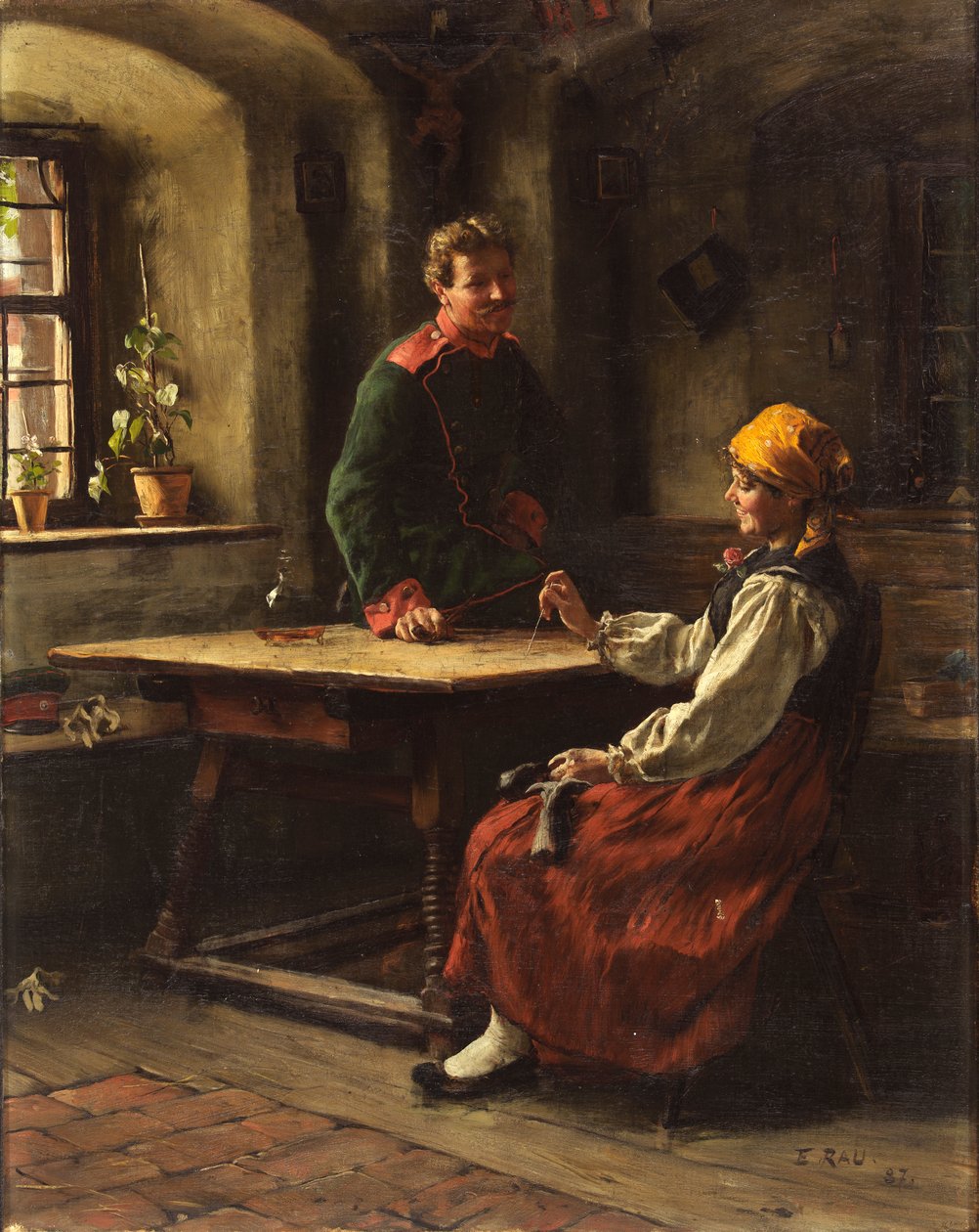 Oficer z Chłopem, 1887. autorstwa Emil Rau