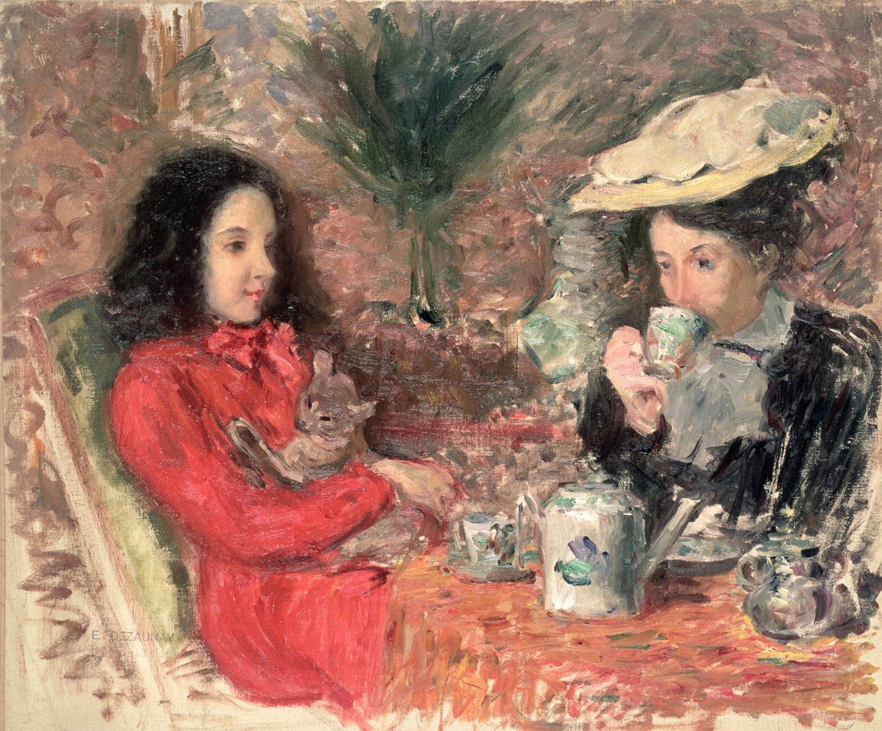 Czas na herbatę, ok. 1900 autorstwa Emile Alfred Dezaunay