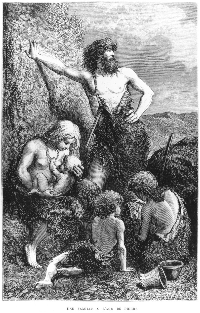Rodzina w epoce kamienia łupanego, ilustracja z „L