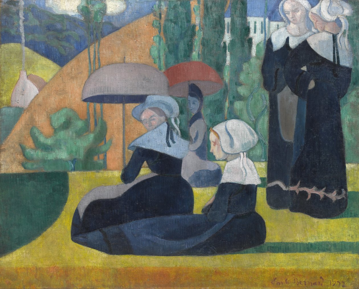 Bretońskie Kobiety z Parasolami autorstwa Emile Bernard